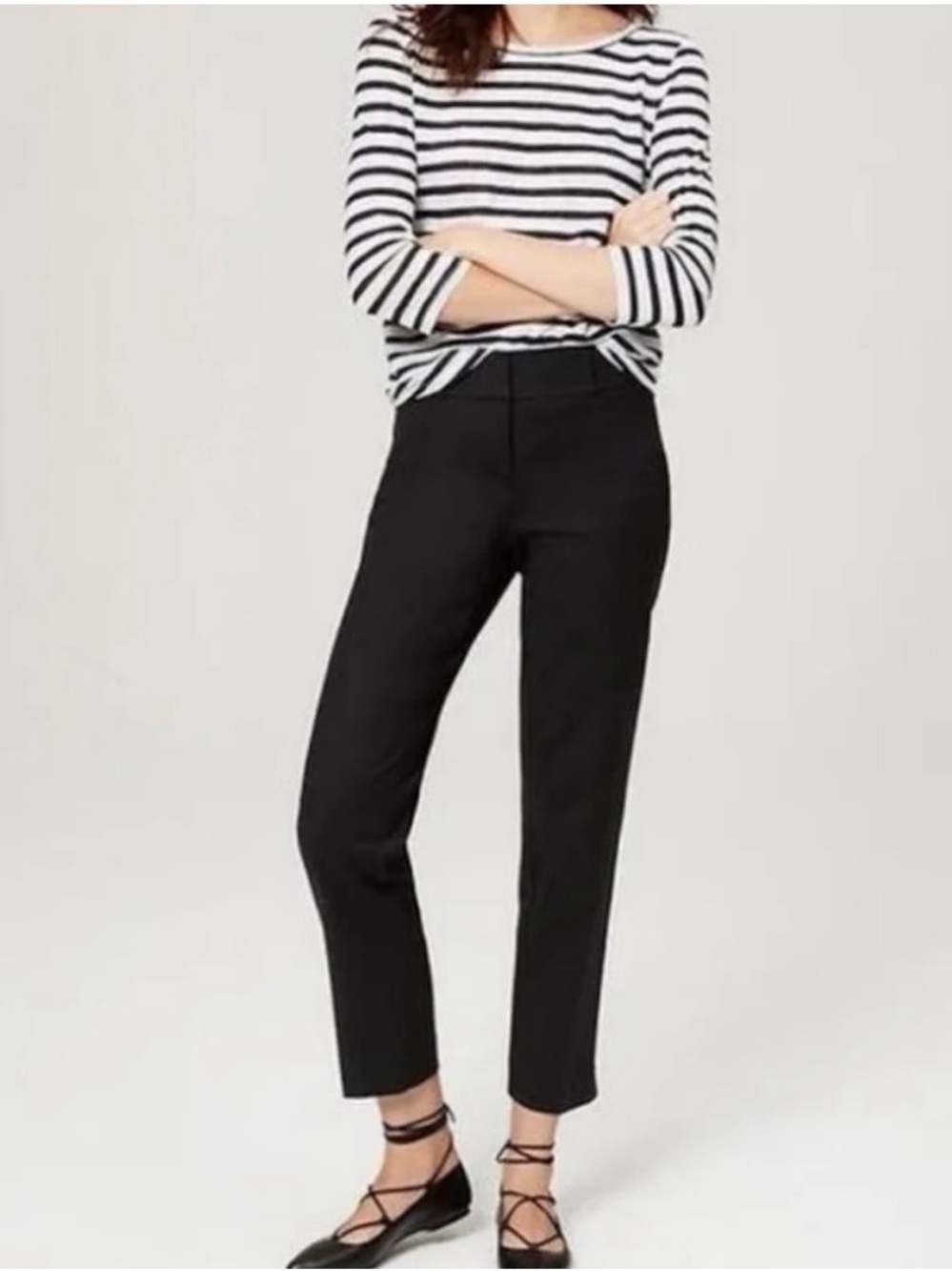 NWT Ann Taylor Petite Modern Cotton Sateen Cropped Pants 0P Black